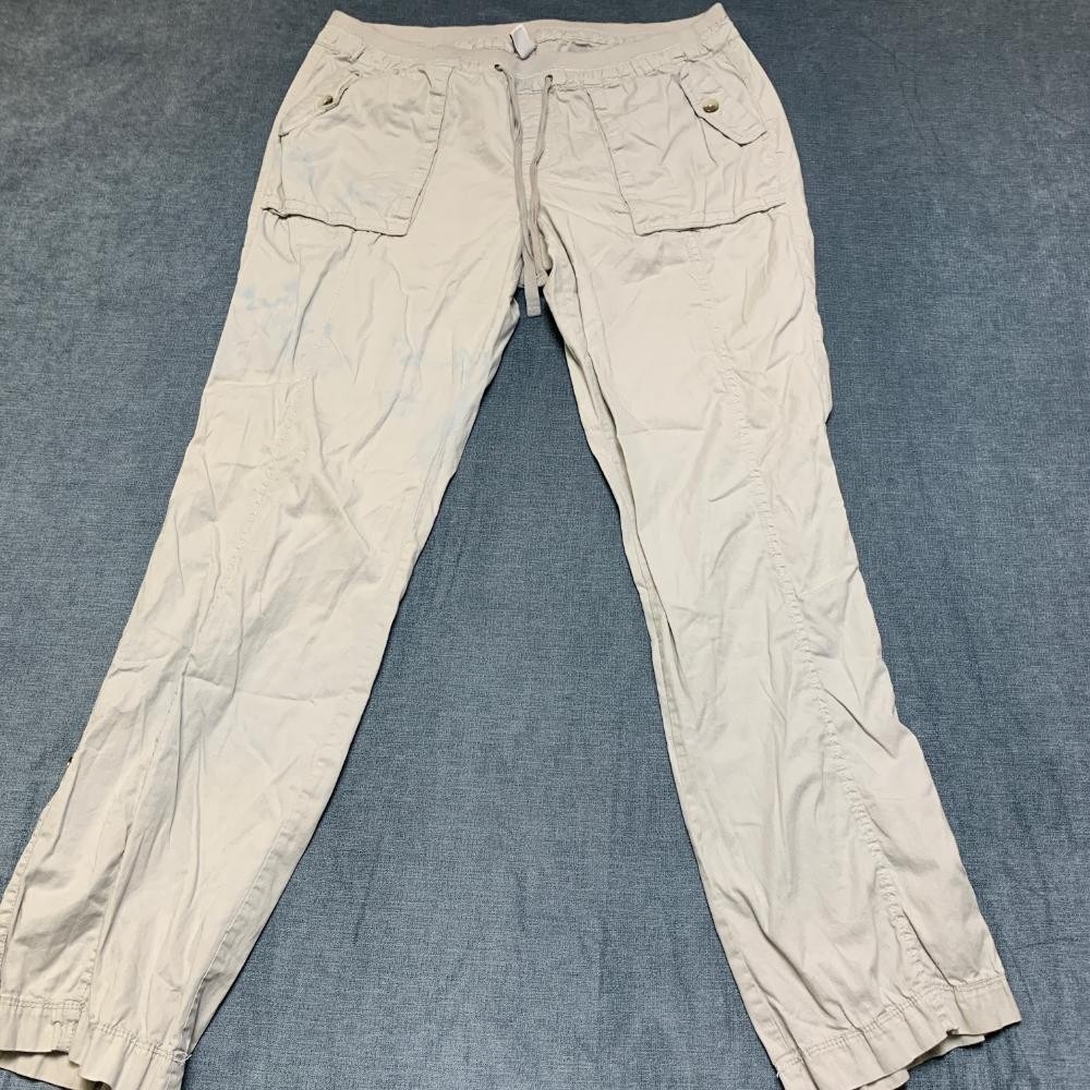 Old Navy Cargo Pants Womens Large Beige Outdoor Hiking Drawstring Straight Leg